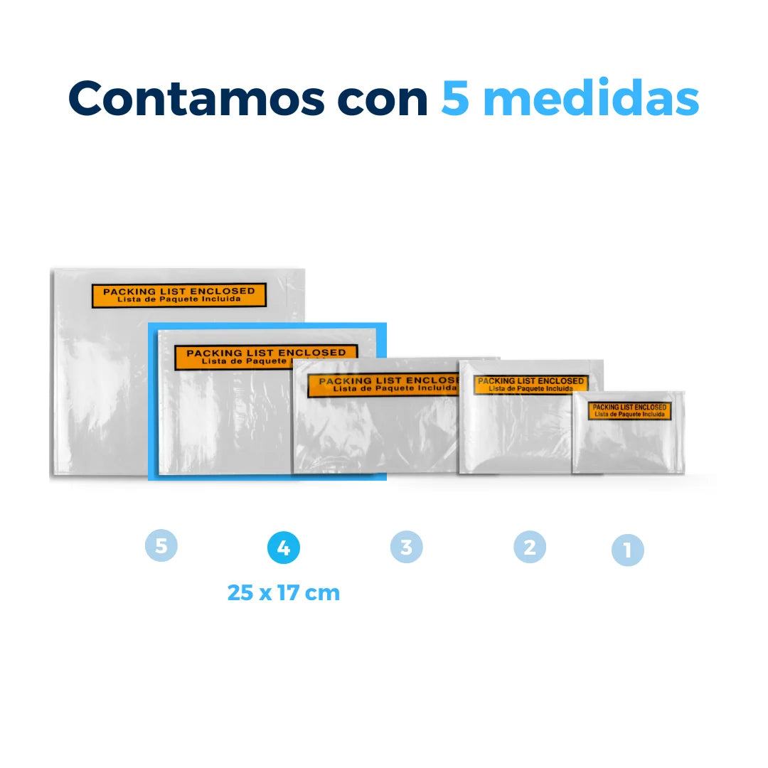 25 x 17 cm - #4 Sobres Packing List "Enclosed"