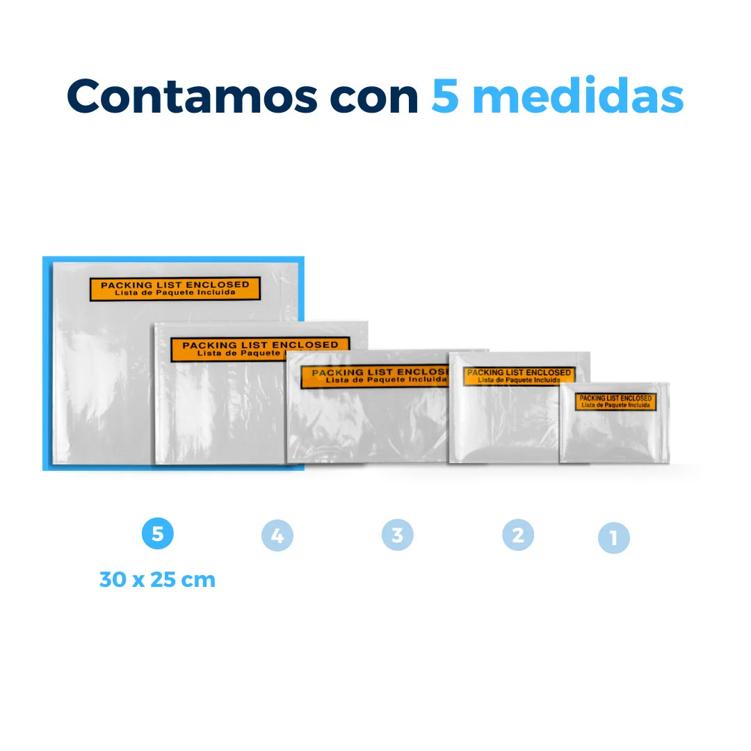 30 x 25 cm - #5 Sobres Packing List "Enclosed"