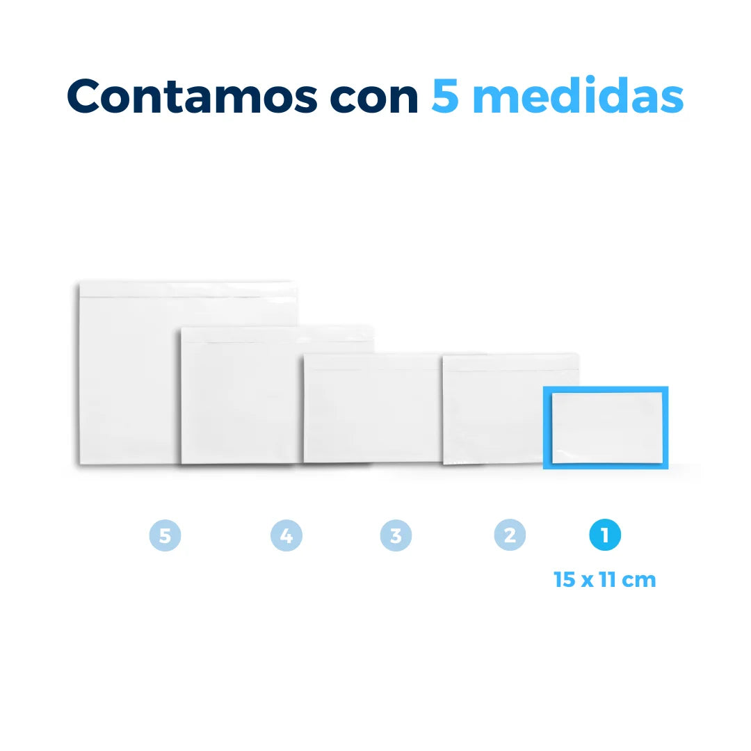 15 x 11 cm - #1 Sobres Packing List Cierre Superior
