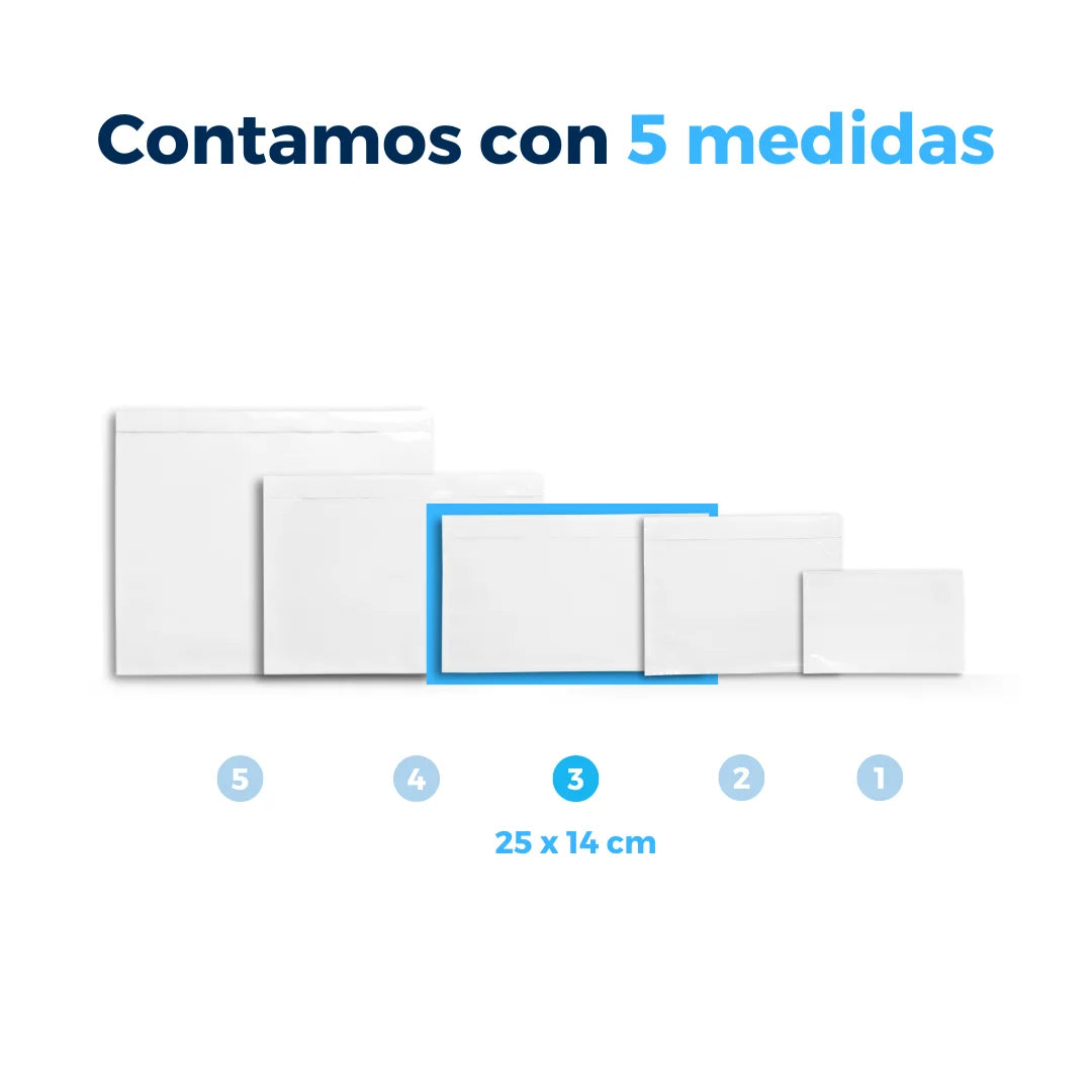 25 x 14 cm - #3 Sobres Packing List Cierre Superior