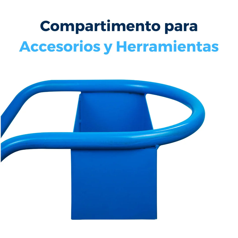 Portarrollo Dispensador de Fleje Plástico | Acero Esmaltado | Azul | Una Canasta para Poner los Sellos | 500
