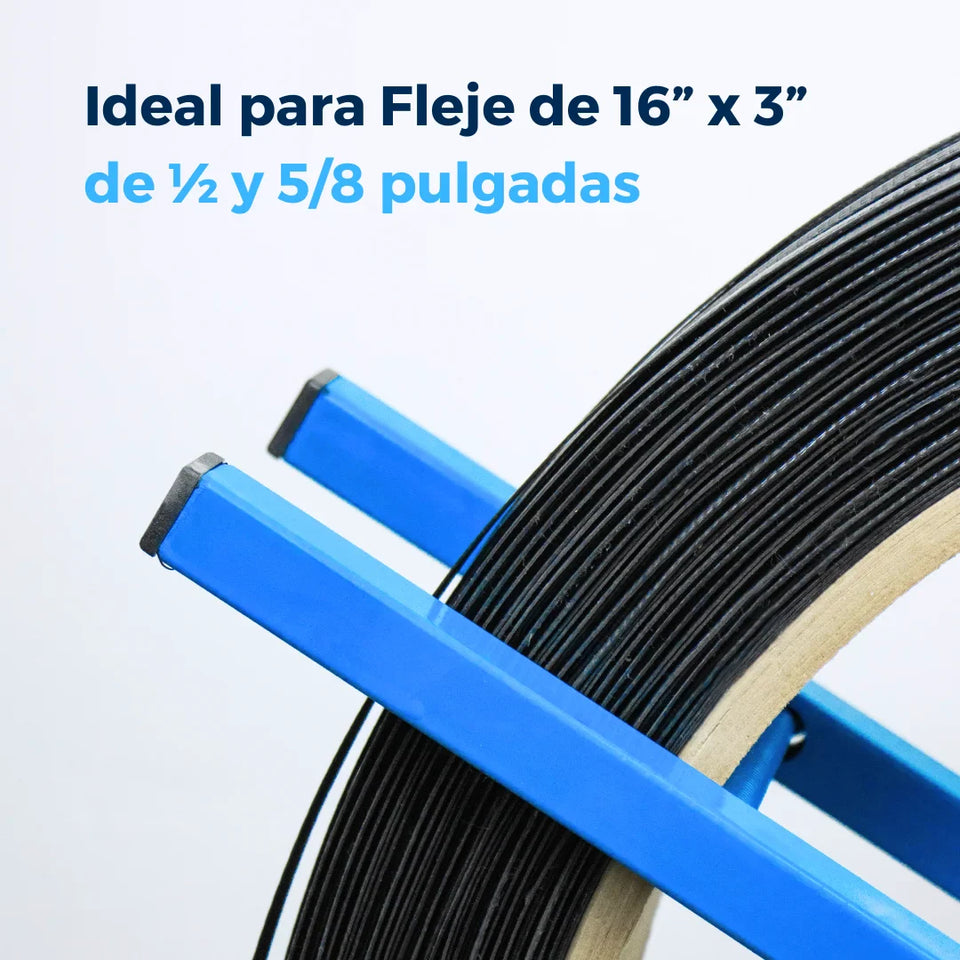 Portarrollo Dispensador de Fleje Plástico | Acero Esmaltado | Azul | Una Canasta para Poner los Sellos | 500