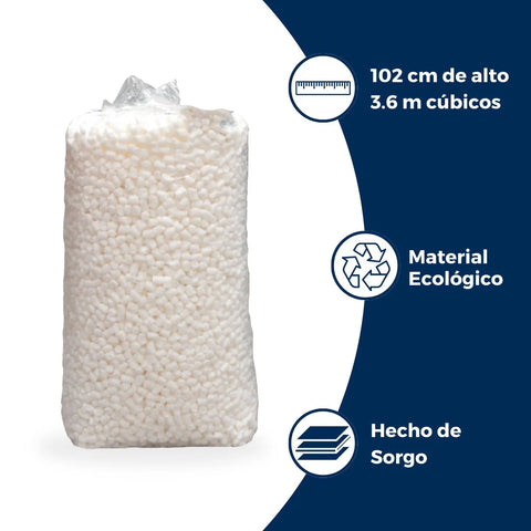 Cacahuate Biodegradable para Relleno de Cajas | Almidón (maíz y Patata) | Blanco