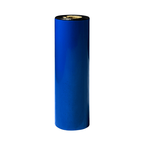 110mm X 74m Muesca 1/2" - Ribbon de Cera | Poliéster Recubierta con Cera | Azul