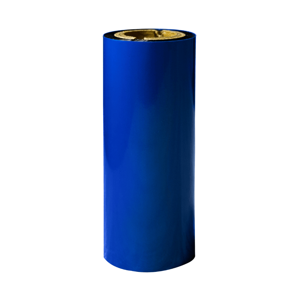 110mm X 74m Muesca 1" - Ribbon de Cera | Poliéster Recubierta con Cera | Azul