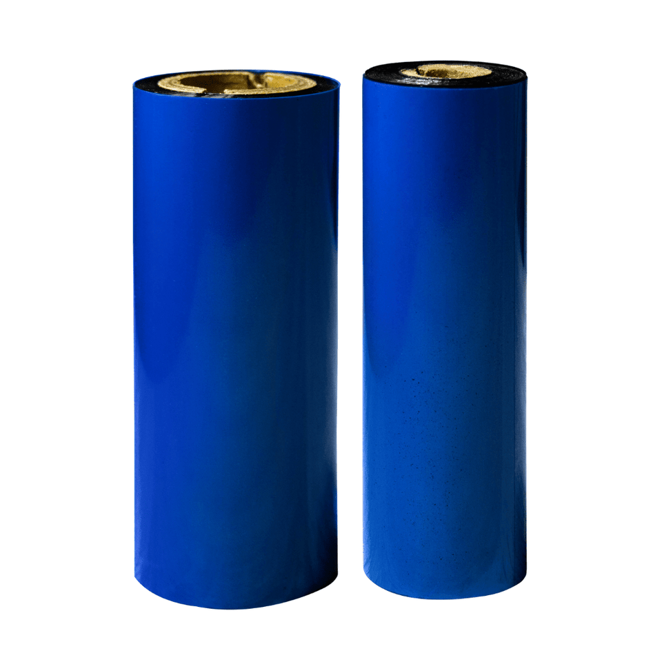 110mm X 74m Muesca 1/2" - Ribbon de Cera | Poliéster Recubierta con Cera | Azul