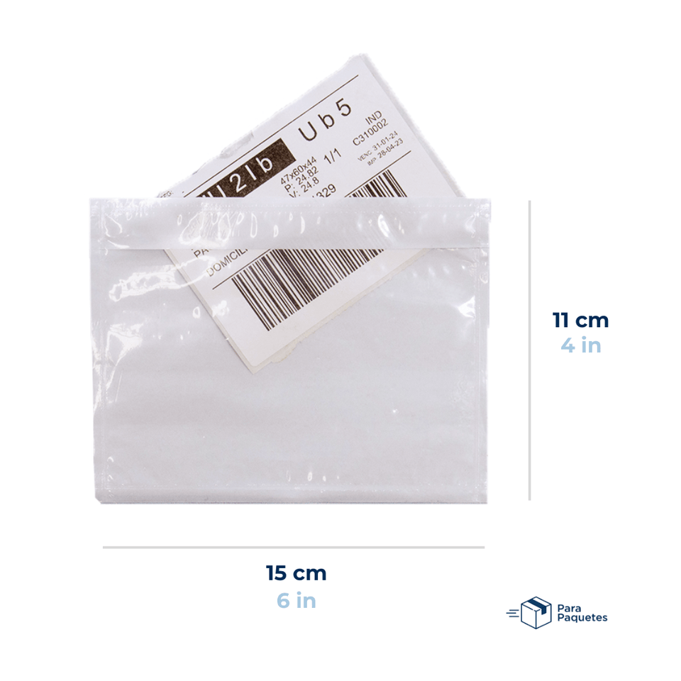 15 x 11 cm Sobres Packing List Cierre Superior | Paquete de 100 | Polietileno CPP/CPE y Papel | Transparente