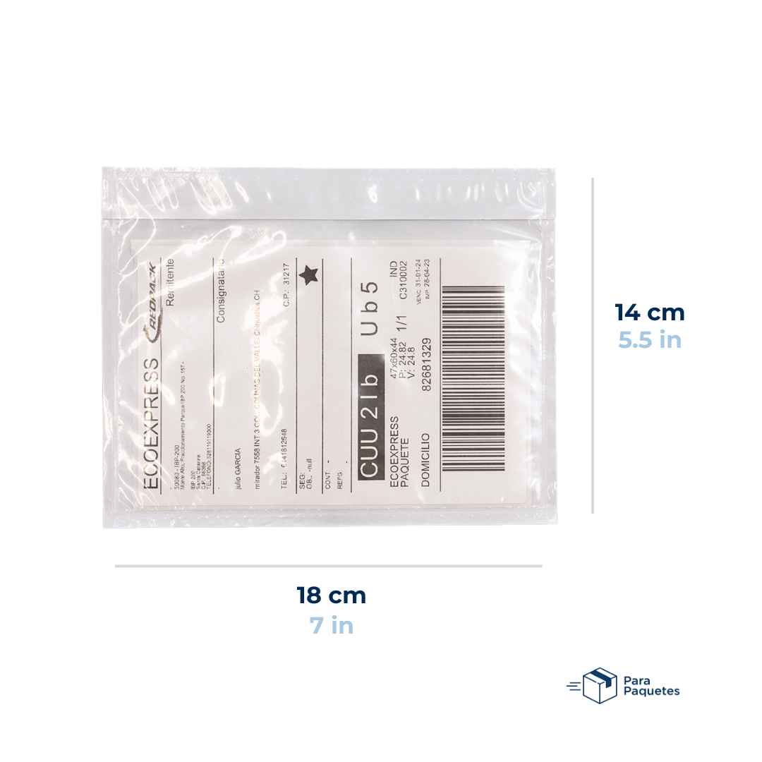 18 x 14 cm - #2 Sobres Packing List Cierre Superior