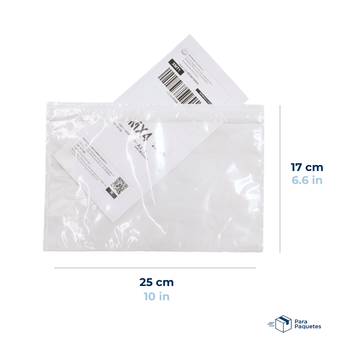 25 x 17 cm Sobres Packing List Cierre Superior | Paquete de 100 | Polietileno CPP/CPE y Papel | Transparente