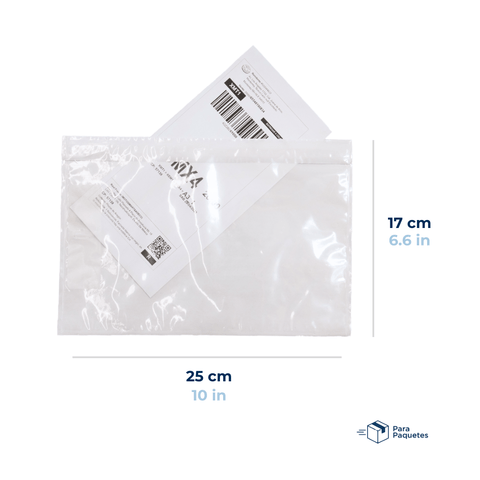 25 x 17 cm Sobres Packing List Cierre Superior | Paquete de 100 | Polietileno CPP/CPE y Papel | Transparente