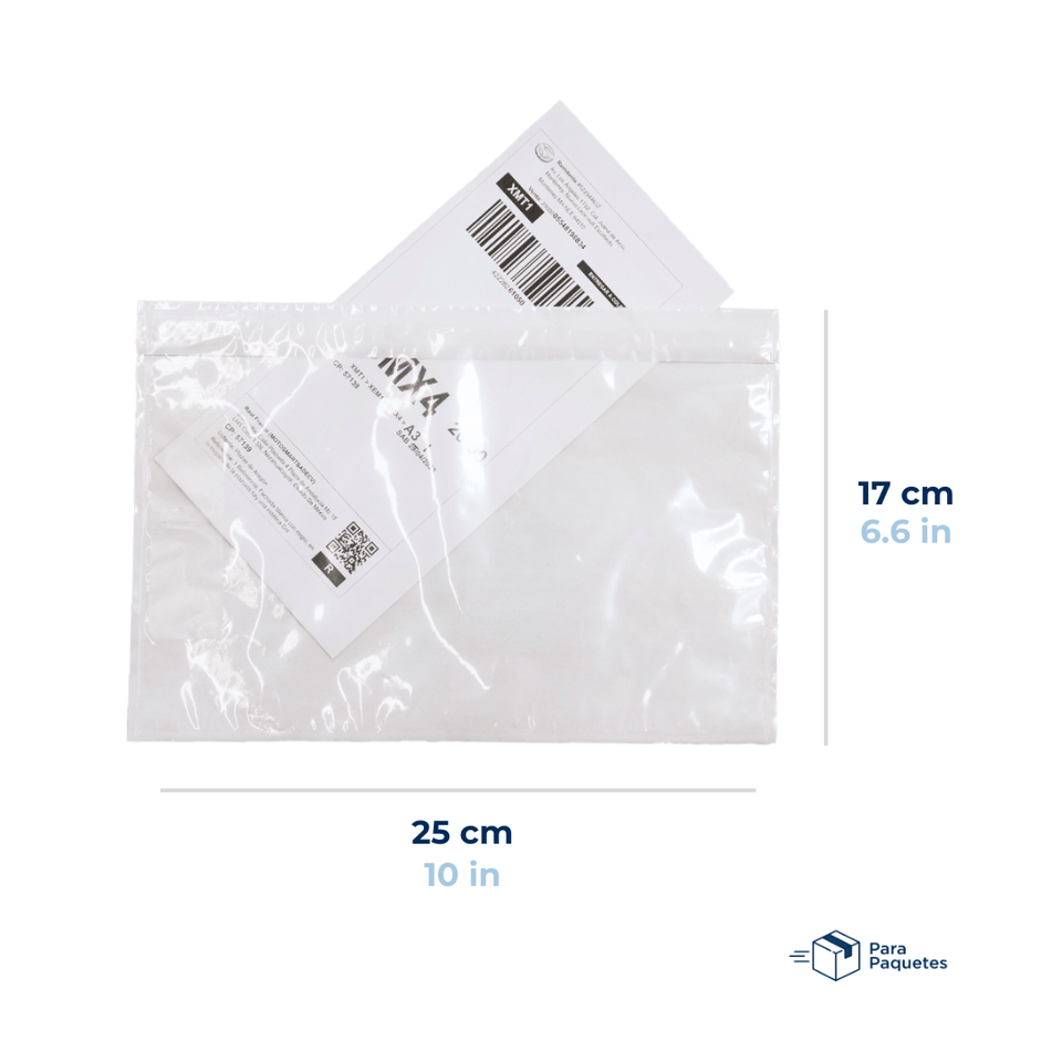25 x 17 cm Sobres Packing List Cierre Superior | Paquete de 100 | Polietileno CPP/CPE y Papel | Transparente