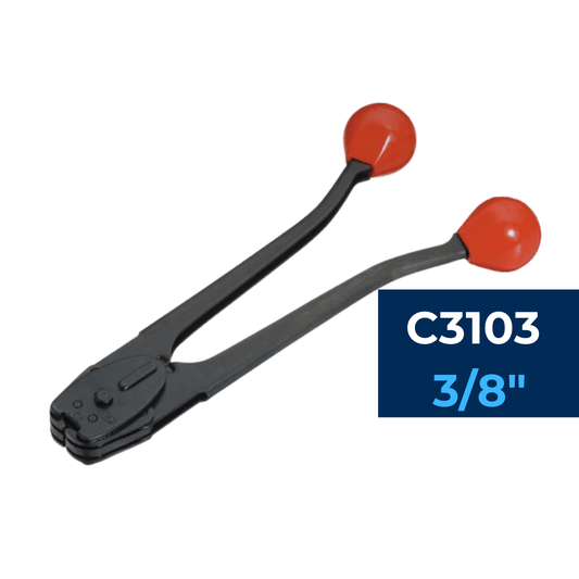 Selladora de Doble Muesca para Flejes de Acero de 3/8" (C3103) | Negro con Rojo