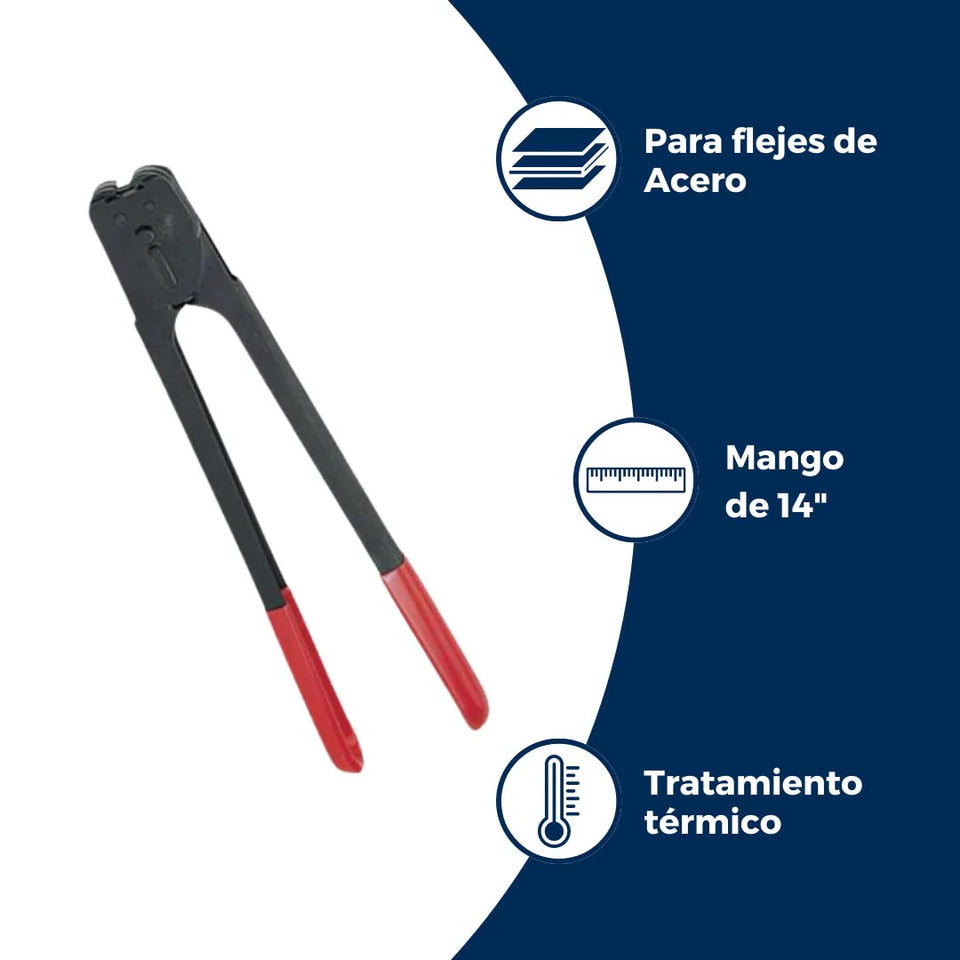 Selladora con Doble Muesca para Flejes de Acero de Mango Largo 3/4" (C3126)