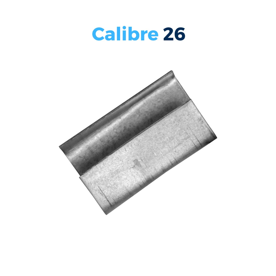 Sellos CPG de Acero Galvanizado para Fleje de Polipropileno - 1/2" Abierto | Paquete de 1000 | Gris Plata | Cal. 26