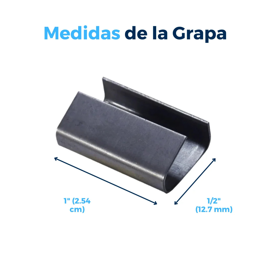 Sellos CPG de Acero Galvanizado para Fleje de Polipropileno - 1/2" Abierto | Paquete de 1000 | Gris Plata | Cal. 26