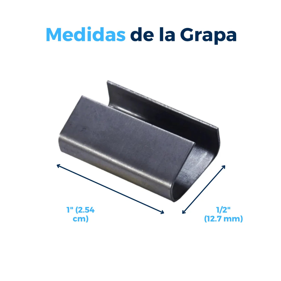 Sellos CPG de Acero Galvanizado para Fleje de Polipropileno - 1/2" Abierto | Paquete de 1000 | Gris Plata | Cal. 26