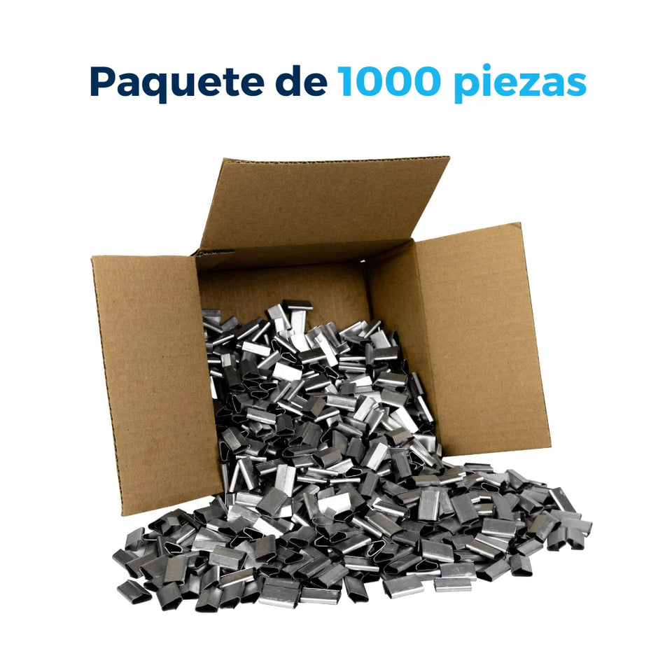 Sellos CPTG de Acero Galvanizado para Fleje de Polipropileno - 1/2" Traslapado | Paquete de 1000 | Gris Plata | Cal. 26