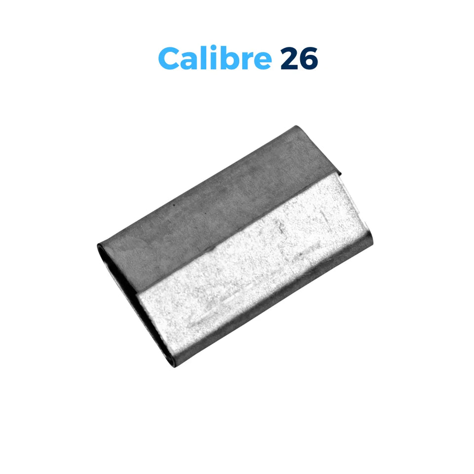 Sellos CPTG de Acero Galvanizado para Fleje de Polipropileno - 1/2" Traslapado | Paquete de 1000 | Gris Plata | Cal. 26