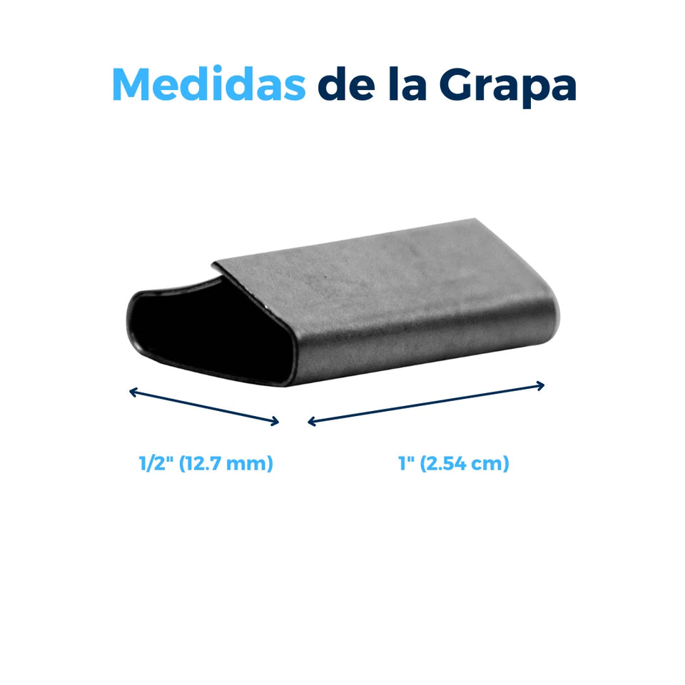 Sellos CPTG de Acero Galvanizado para Fleje de Polipropileno - 1/2" Traslapado | Paquete de 1000 | Gris Plata | Cal. 26