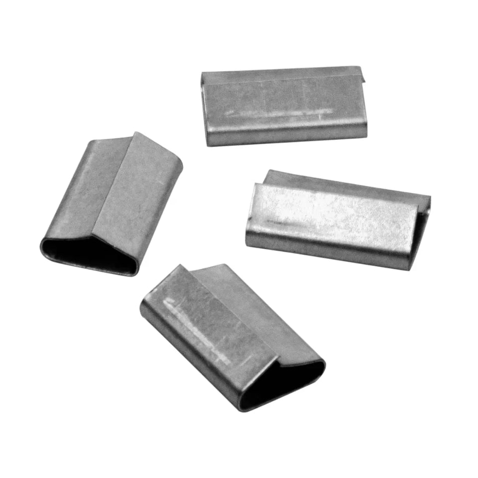 Sellos CPTG de Acero Galvanizado para Fleje de Polipropileno - 1/2" Traslapado | Paquete de 1000 | Gris Plata | Cal. 26