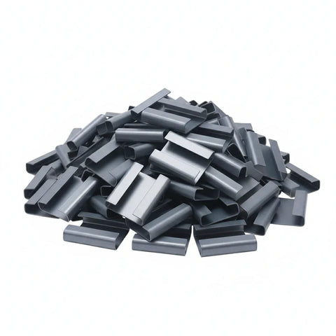 Sellos AC de Acero Galvanizado para Fleje de Acero - 5/8" Cerrado | Paquete de 1000 | Gris Plata | Cal. 24