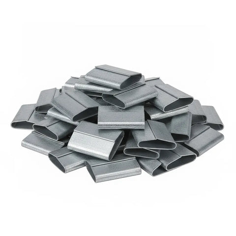 Sellos CPTG de Acero Galvanizado para Fleje de Polipropileno - 1/2" Traslapado | Paquete de 1000 | Gris Plata | Cal. 26