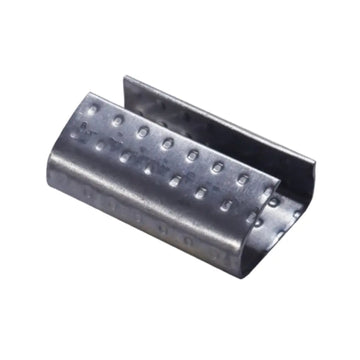 Sellos CPO de Acero Galvanizado Para Fleje de Polipropileno - 1/2" Punteado | Paquete de 1000 | Gris Plata | Cal. 26