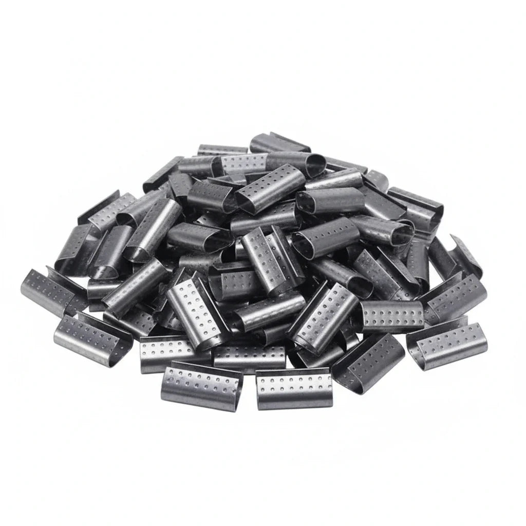 Sello de acero galvanizado para fleje de polipropileno de 1/2" - Punteado