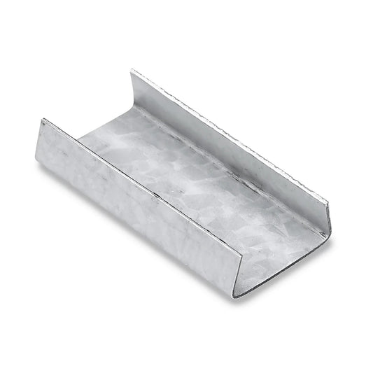 Sellos AA de Acero Galvanizado para Fleje de Acero - 1/2" Abierto | Paquete de 1000 | Gris Plata | Cal. 24