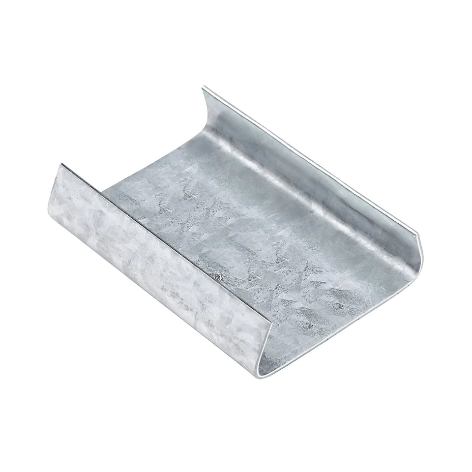 Sellos AA de Acero Galvanizado para Fleje de Acero - 3/4" Abierto | Paquete de 1000 | Gris Plata | Cal. 24