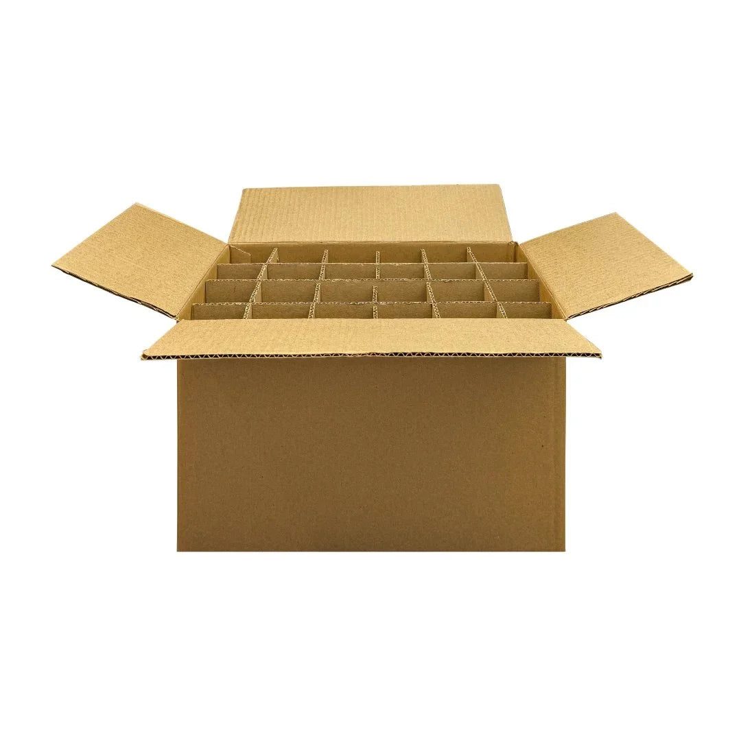 24 Divisiones - Separadores de Cartón para 24 Botellas de 355 ml | Paquete de 25 | Papel Kraft | Café | 32 ECT