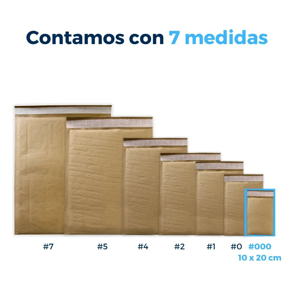 10 x 20 cm Sobres con Burbuja Kraft | Paquete de 500 | Papel 100% Reciclado | Café
