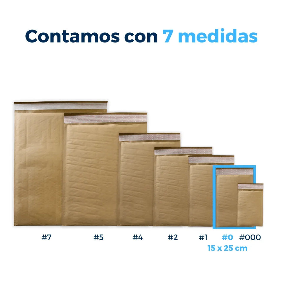 15 x 25 cm Sobres con Burbuja Kraft | Paquete de 250 | Papel 100% Reciclado | Café