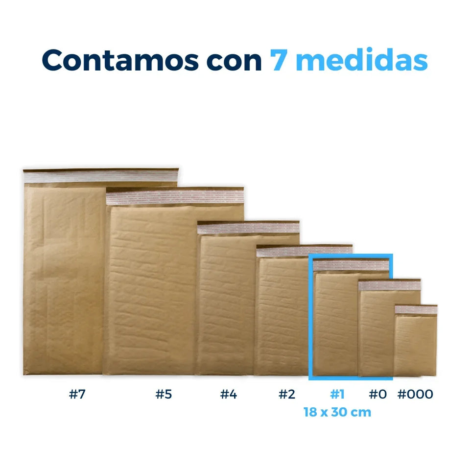 18 x 30 cm Sobres con Burbuja Kraft | Paquete de 100 | Papel 100% Reciclado | Café