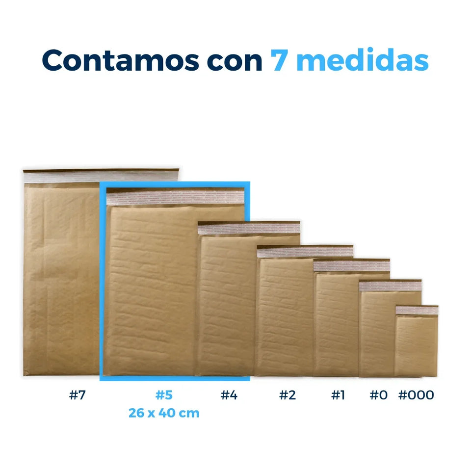 26 x 40 cm Sobres con Burbuja Kraft | Paquete de 100 | Papel 100% Reciclado | Café