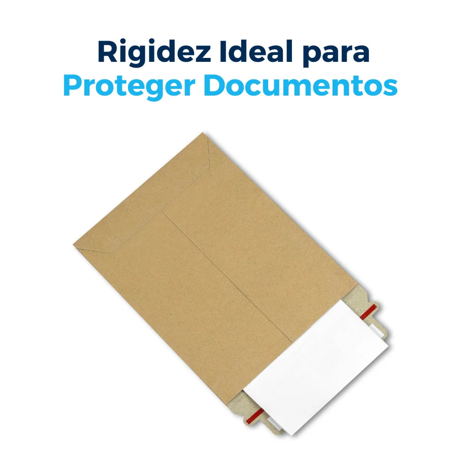 33 x 46 cm Sobres Rígidos Kraft para Documentos | Paquete de 100 | Papel | Café | Tira Abre Fácil