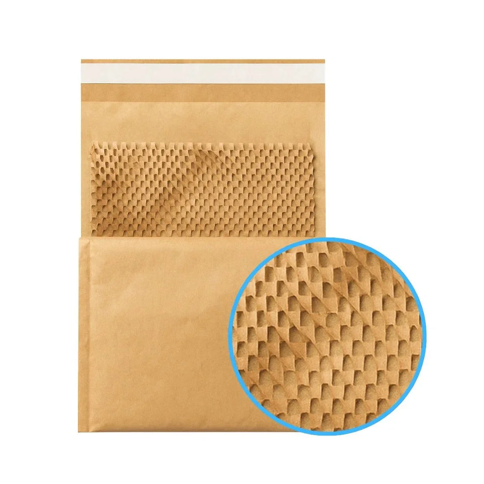 36 x 50 cm Sobres de Papel Kraft Honeycomb | Paquete de 50 | Papel Kraft 100% Reciclado | Café