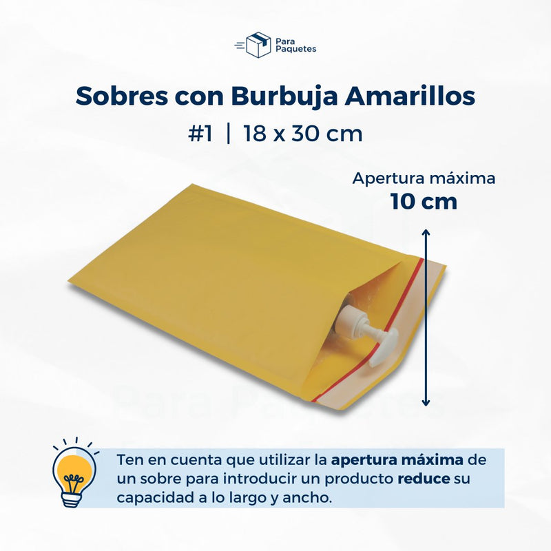 Sobres con Burbuja Amarillos