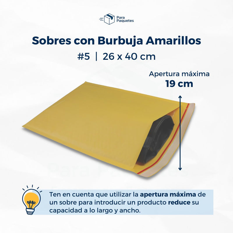 Sobres con Burbuja Amarillos