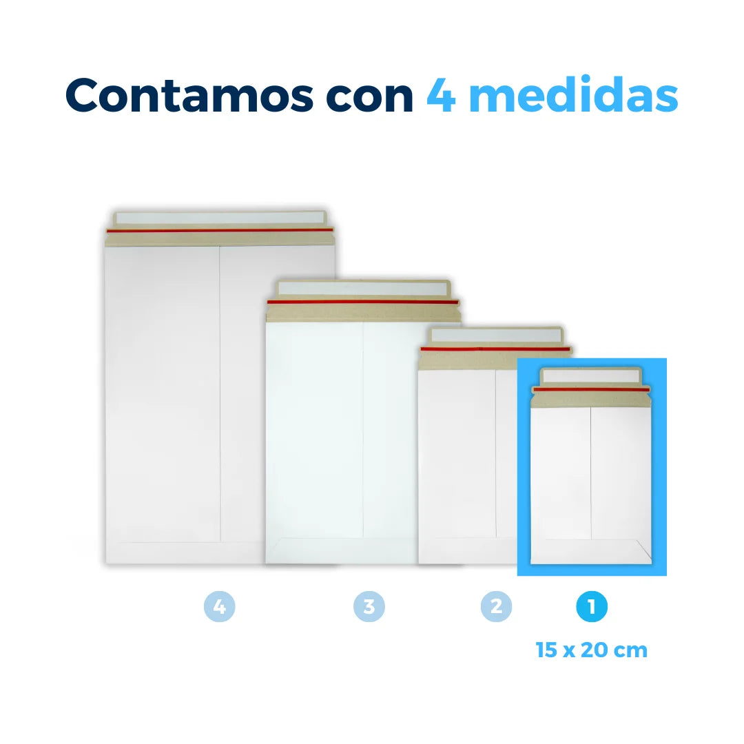 15 x 20 cm - #1 Sobres Rígidos Blancos para Documentos