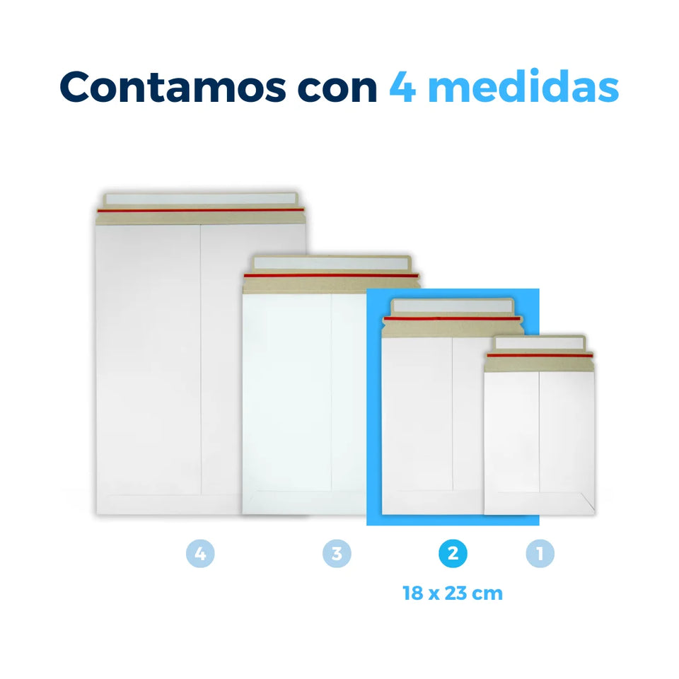18 x 23 cm Sobres Rígidos Blancos para Documentos | Paquete de 200 | Papel | Tira Abre Fácil