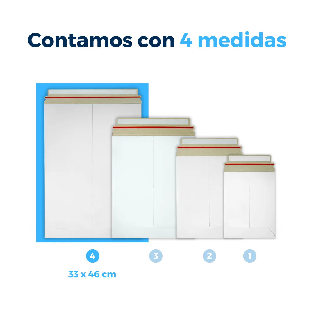 33 x 46 cm - #4 Sobres Rígidos Blancos para Documentos