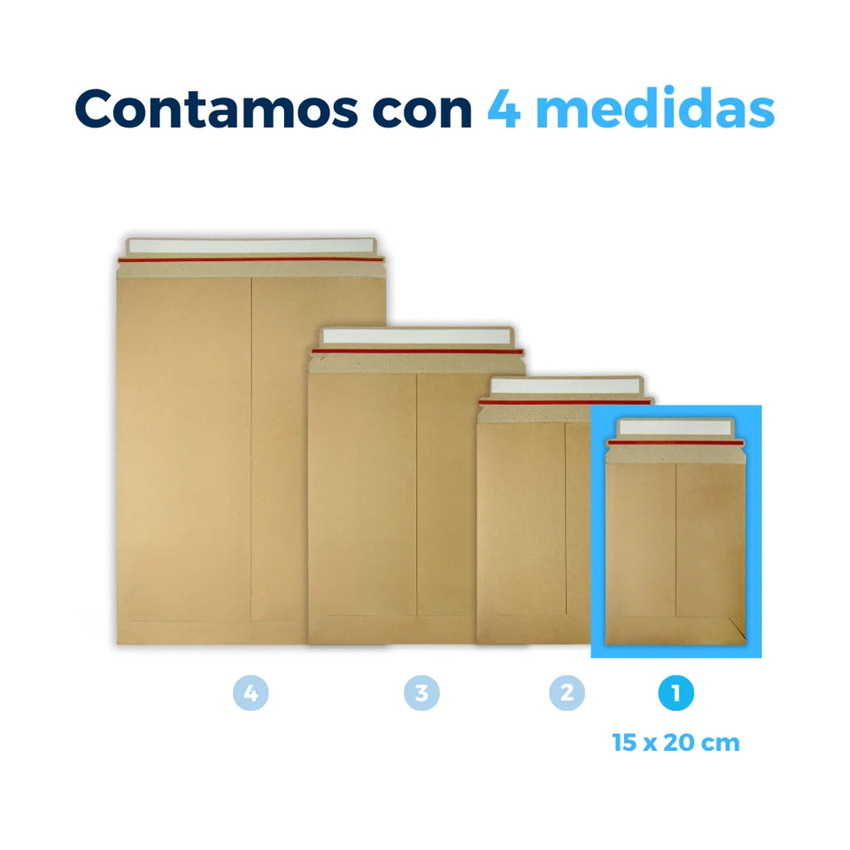 15 x 20 cm Sobres Rígidos Kraft para Documentos | Paquete de 400 | Papel | Café | Tira Abre Fácil