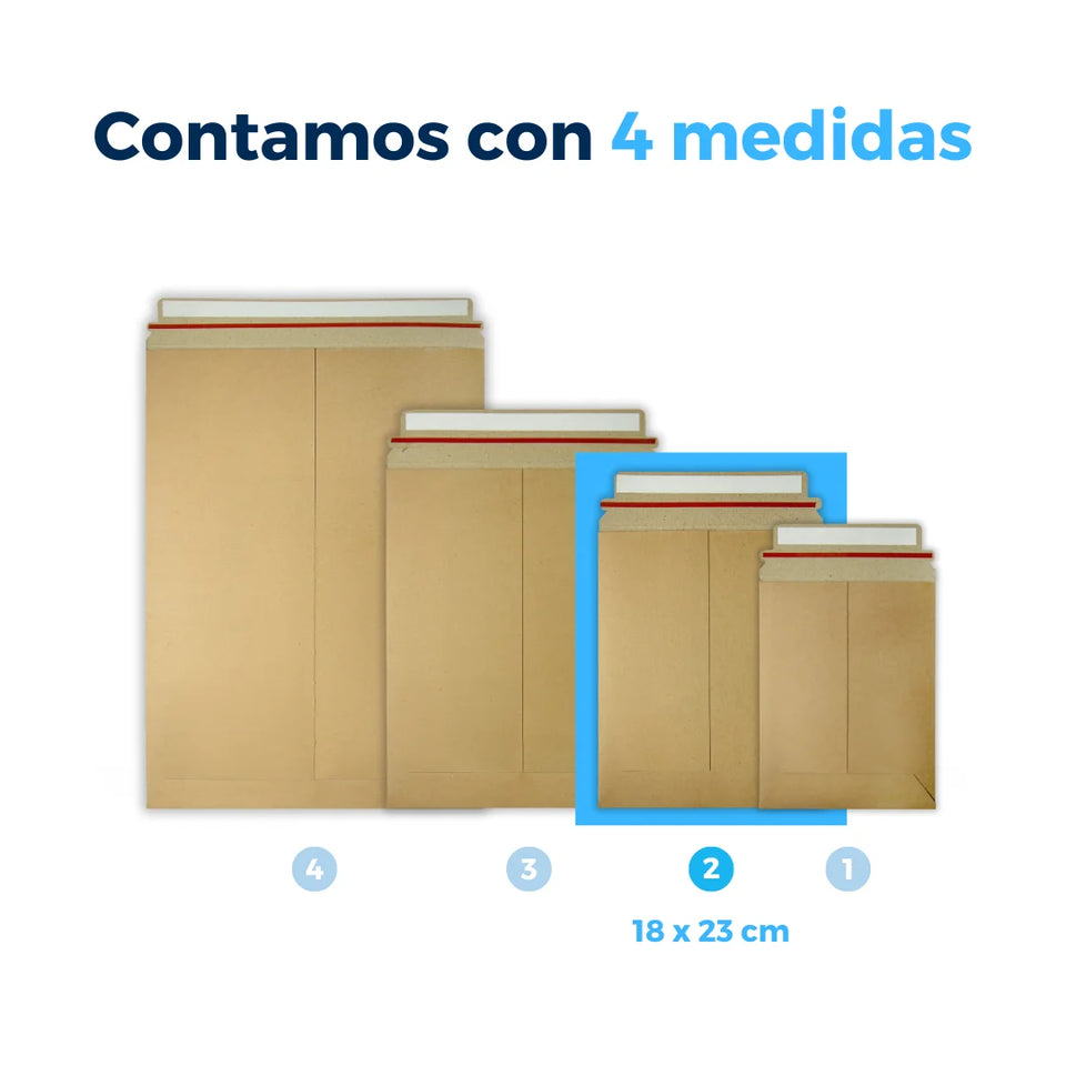 18 x 23 cm Sobres Rígidos Kraft para Documentos | Paquete de 200 | Papel | Café | Tira Abre Fácil