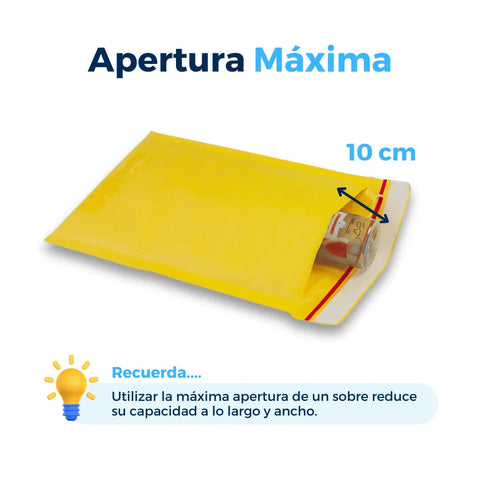 15 x 25 cm Sobres con Burbuja Amarillos | Paquete de 250 | Papel 100% Reciclado | Tira Abre Fácil