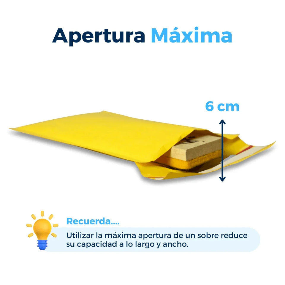 10 x 20 cm Sobres con Burbuja Amarillos | Paquete de 500 | Papel 100% Reciclado | Tira Abre Fácil