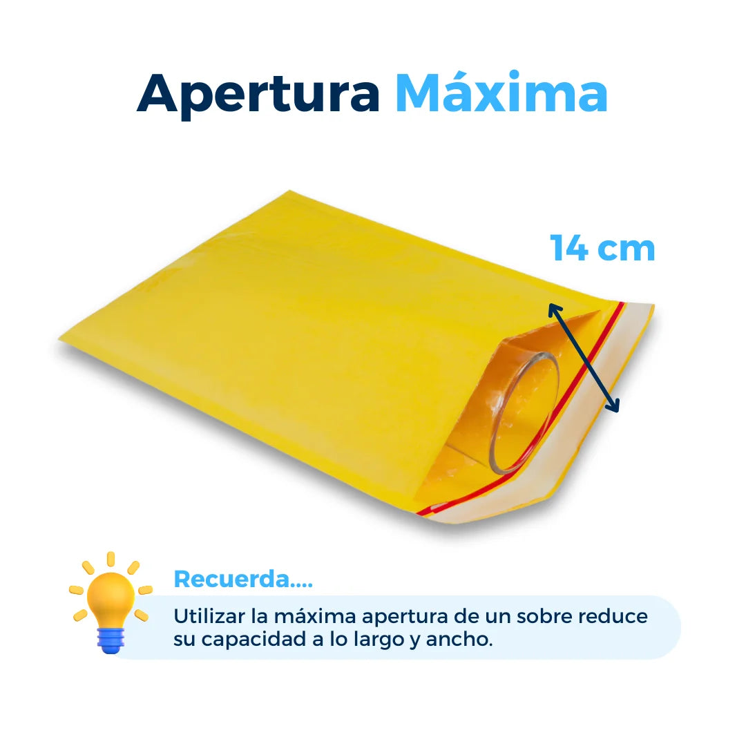 Sobres con Burbuja Amarillos #2 21 x 30 cm. Con libro como referencia de tamaño. Para Paquetes.
