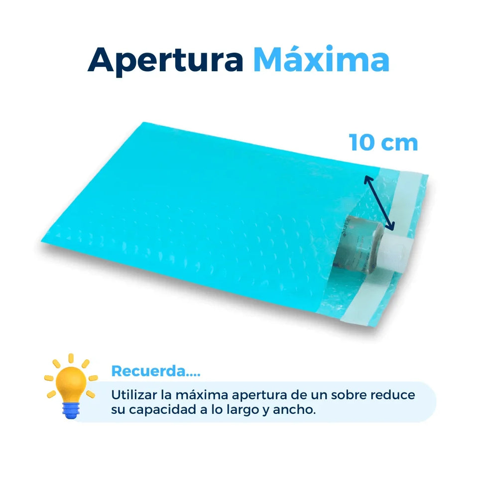 15 x 25 cm Sobres con Burbuja Azules | Paquete de 250 | Polietileno