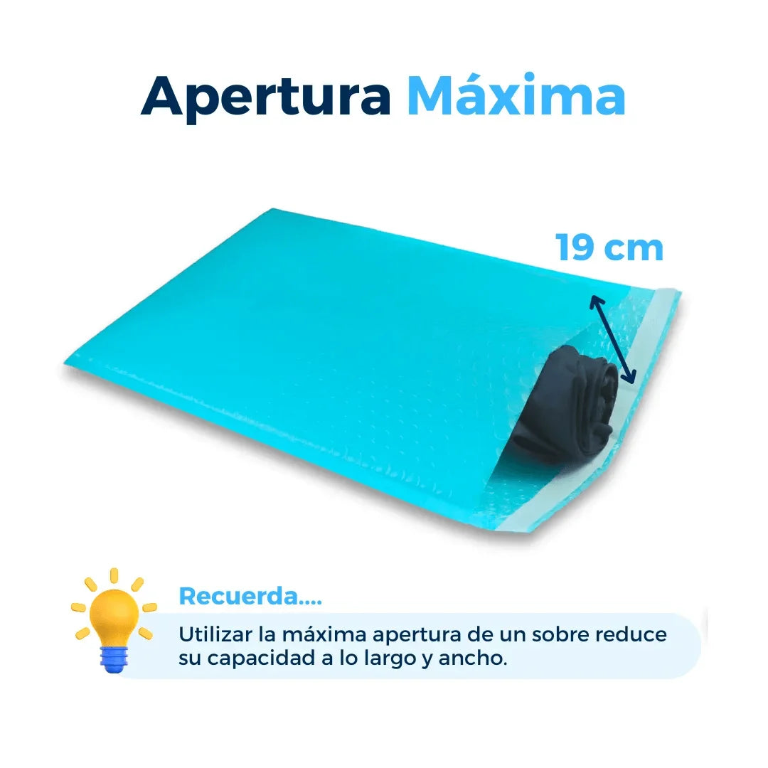 26 x 40 cm Sobres con Burbuja Azules | Paquete de 100 | Polietileno