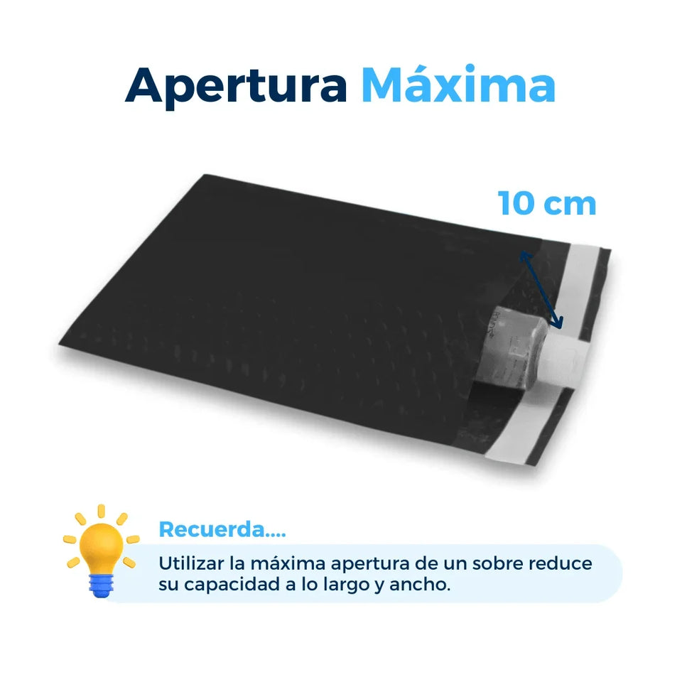 15 x 25 cm Sobres con Burbuja Negros | Paquete de 250 | Polietileno